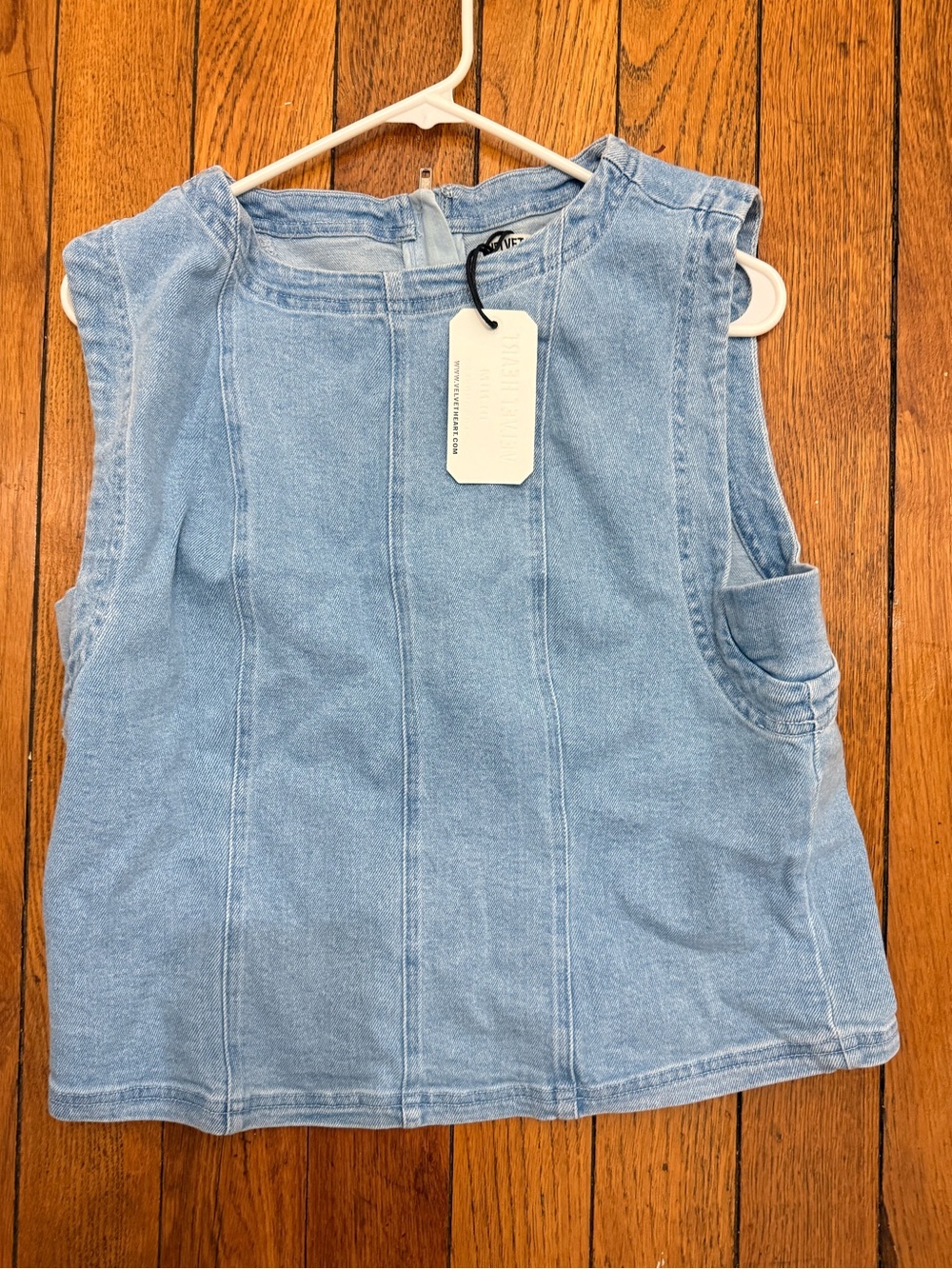 Velvet Heart Light Wash Denim Sleeveless Crop Top